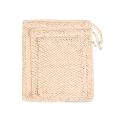 Mesh bag with drawstring carry handle